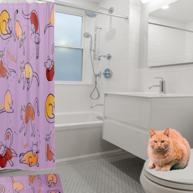 Elegant Bath Cat Lover  Shower Curtain (Matching shower mat available in store.)