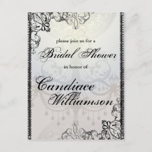 Elegant Bats & Flourishes Halloween Bridal Shower Invitation Postcard