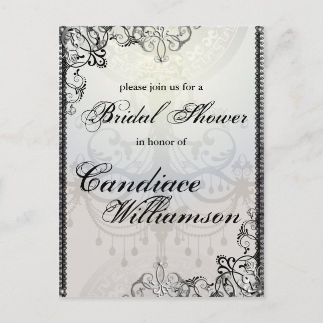 Elegant Bats & Flourishes Halloween Bridal Shower Invitation Postcard (Front)