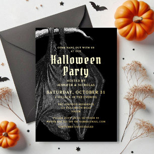Elegant Bats Gold Halloween Foil Party