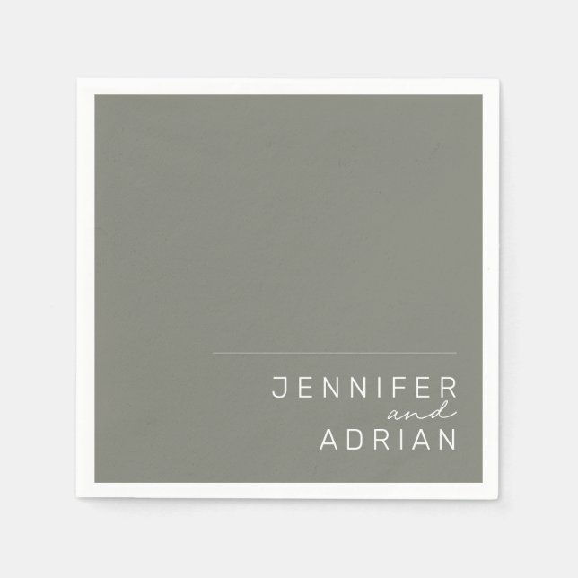 Elegant Battleship Grey Minimal Modern Wedding  Napkin (Front)