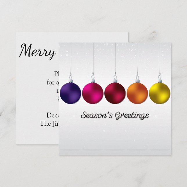 Elegant bauble and stars invitation (Front/Back)