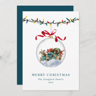 Elegant Bauble Bow Merry Christmas Non-Photo Holiday Card