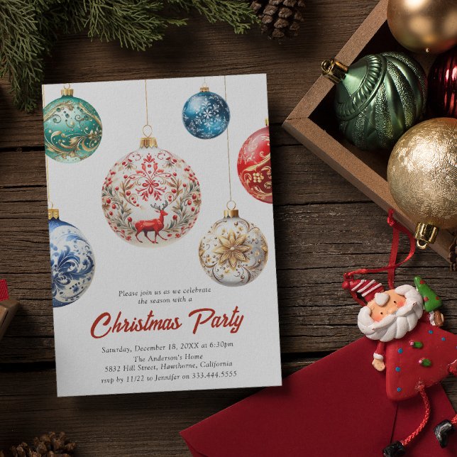 Elegant Bauble Festive Christmas | Holiday Party Invitation (Creator Uploaded)