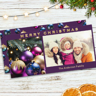 Elegant Bauble Ornaments Family Photo Christmas Holiday Card