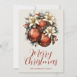 Elegant Baubles Botanical Christmas Card