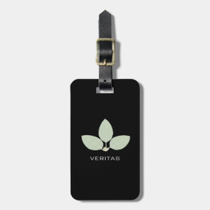 Elegant Bay Leaf Silhouette on Black Luggage Tag