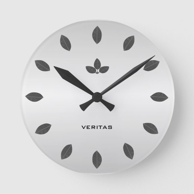 Elegant Bay Tree Leaves Round Clock (Front)