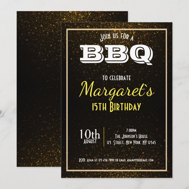 Elegant BBQ Birthday Party Invite (Front/Back)