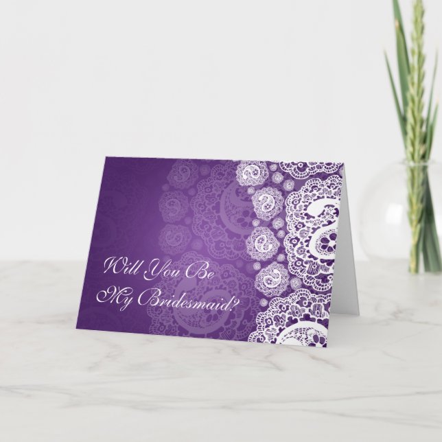 Elegant Be My Bridesmaid Paisley Lace Purple Invitation (Front)