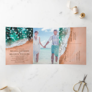 Elegant Beach All in One Z Fold Wedding Invitation