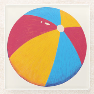 Elegant Beach Ball Glass Coaster
