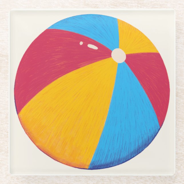 Elegant Beach Ball Glass Coaster (Front)
