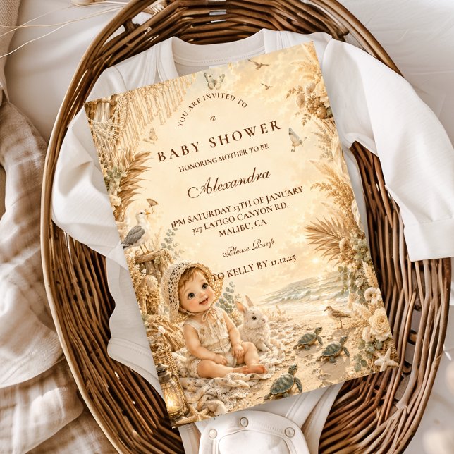 Elegant Beach Boho Baby Shower Invitation (Creator Uploaded)