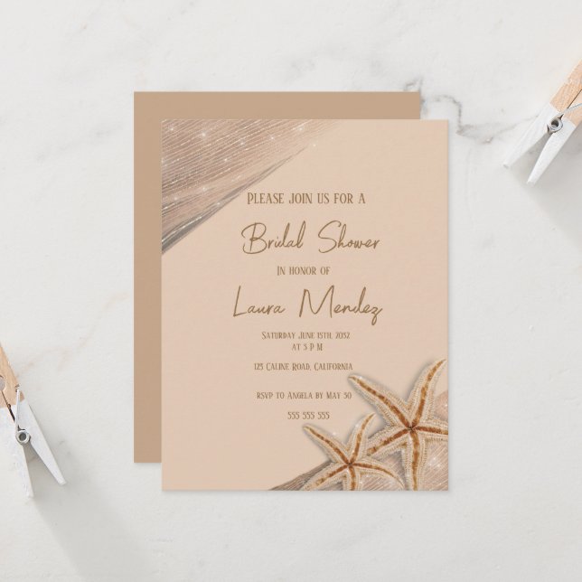 elegant beach Boho  Bridal Shower Invitation (Front/Back In Situ)