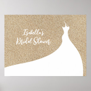 Elegant Beach Bridal Shower Poster white