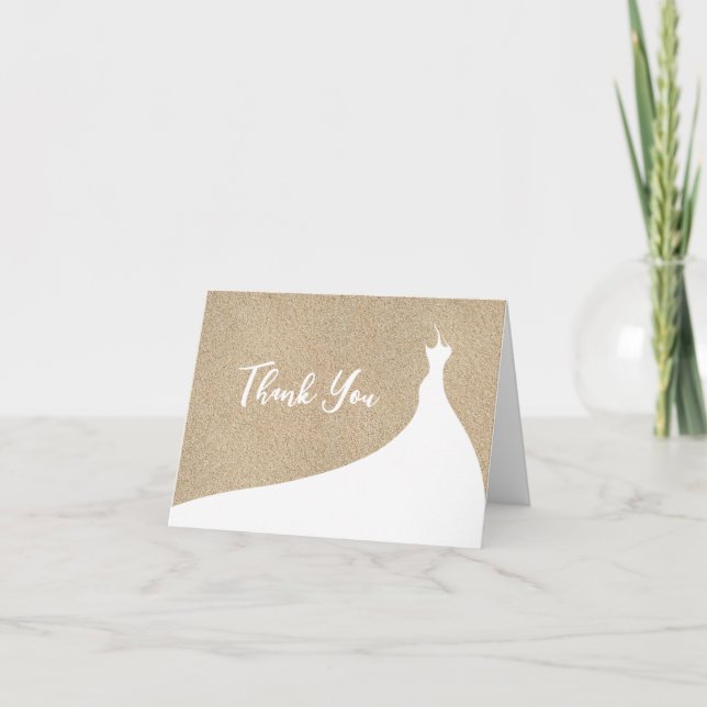 Elegant Beach Bridal Shower Thank You Card white (Front)