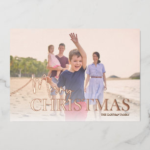 Elegant Beach Christmas Greetings Foil Holiday Card