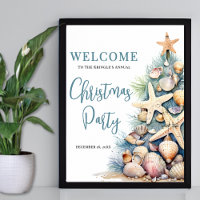 Elegant Beach Christmas Party Welcome Sign