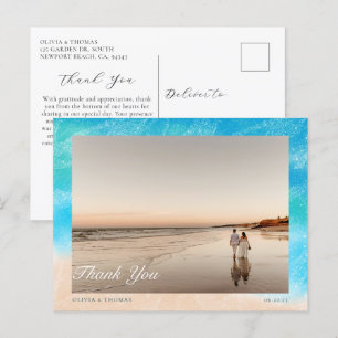 Elegant Beach Classic Chic Wedding Photo Thank You Postcard