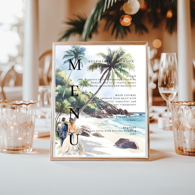 Elegant Beach Classic Wedding Bar Menu Poster (Creator Uploaded)