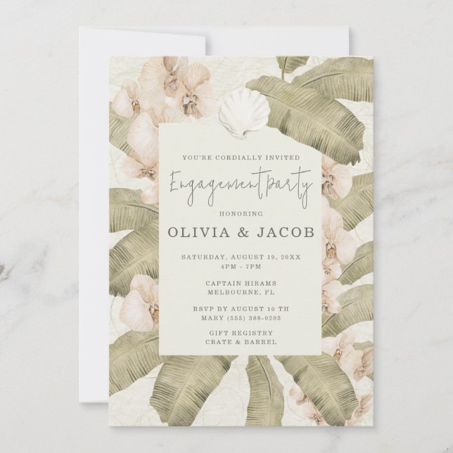 Elegant Beach Coastal Engagement Party  Invitation (Front)
