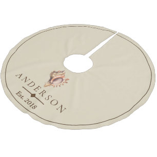 Elegant Beach Conch Seashell   Personalised Brushed Polyester Tree Skirt