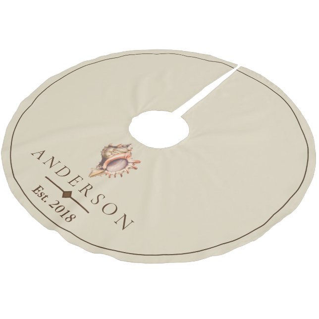 Elegant Beach Conch Seashell | Personalised Brushed Polyester Tree Skirt (Angled)