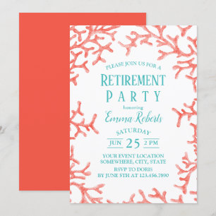 Elegant Beach Coral Reef Starfish Retirement Invitation