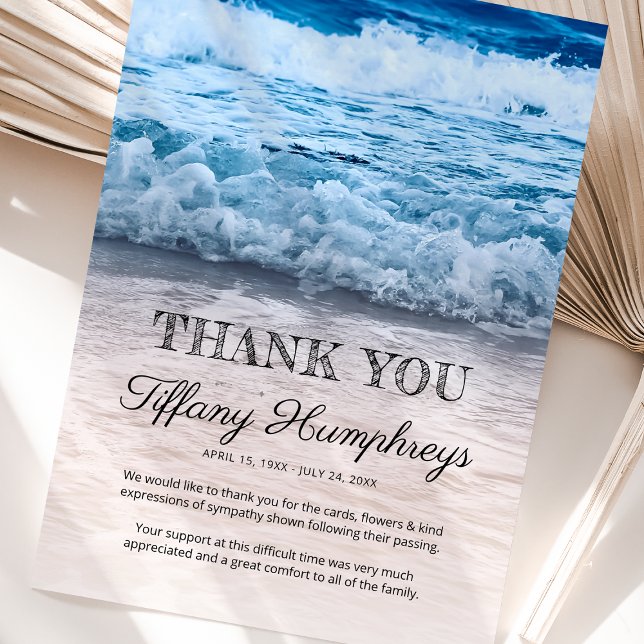 Elegant Beach Funeral Thank You Card (Creator Uploaded)