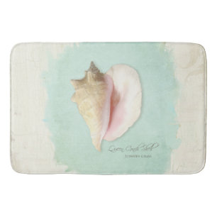 Elegant Beach House Decor Queen Conch Shell Water Bath Mat