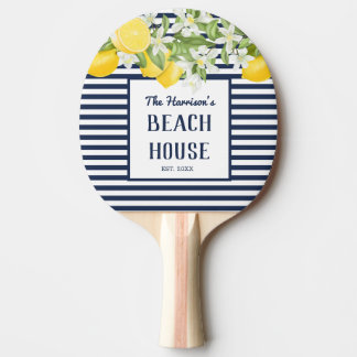 Elegant Beach House Watercolor Lemon Ping Pong Paddle