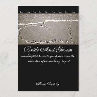 Elegant Beach Love Heart Wedding Invitation