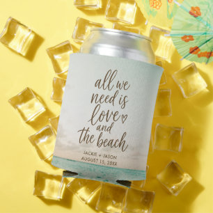 Elegant Beach Love & the Beach Wedding Favour Can Cooler