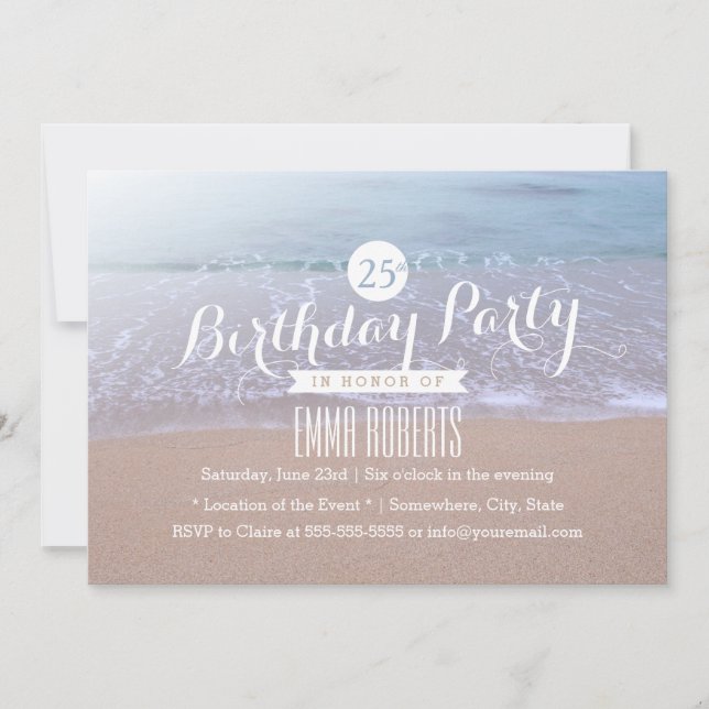 Elegant Beach Morning 25th Birthday Party Invitation (Front)
