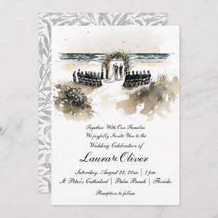 Elegant Beach Ocean Wedding Invitation