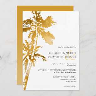 Elegant Beach Palm Trees Gold Tropical Invitation