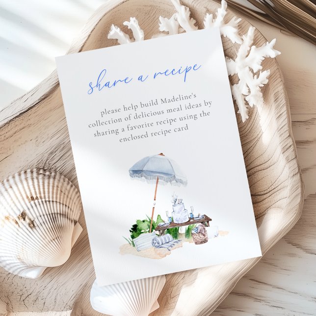Elegant Beach Picnic Bridal Shower Share A Recipe Enclosure Card (Creator Uploaded)