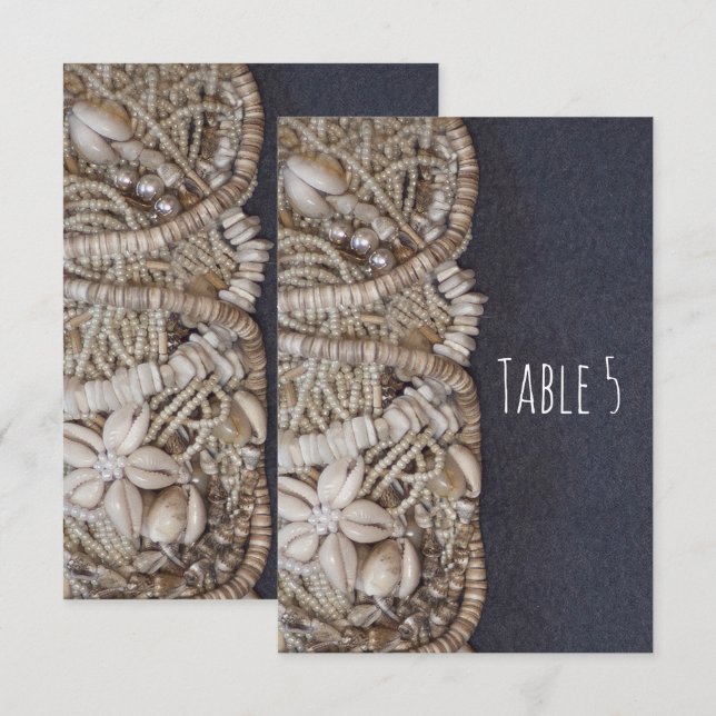 Elegant Beach Puka Shells Table Number Card (Front/Back)
