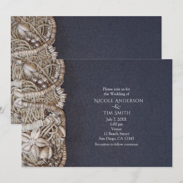 Elegant Beach Puka Shells Wedding Invitations (Front/Back)