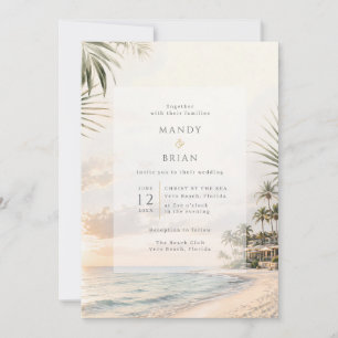 Elegant Beach Resort Destination Wedding  Invitation