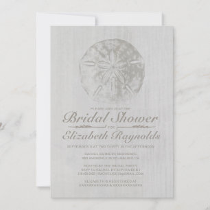 Elegant Beach Sand Dollar Bridal Shower Invitation