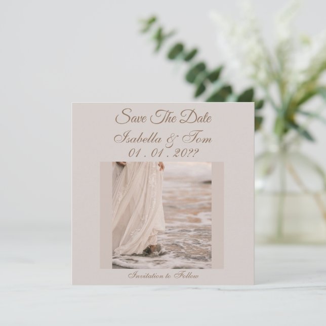 Elegant Beach Save the Date, Wedding Stationery Date (Standing Front)