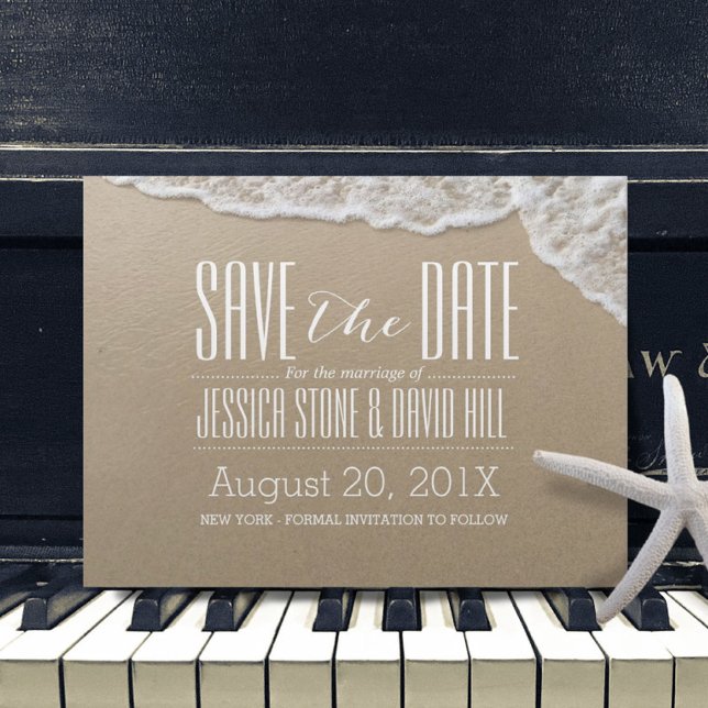 Elegant Beach & Sea Water Wedding Save the Date Announcement Postcard (Creator Uploaded)