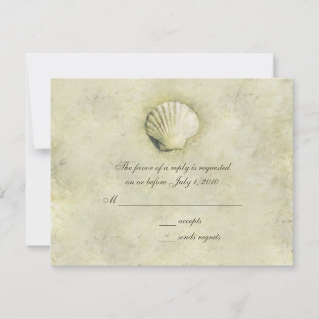 Elegant Beach Seashell RSVP Cards (Front)