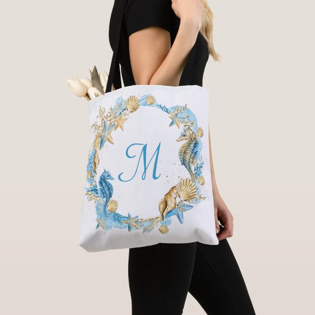 Elegant Beach Starfish Bridal Shower Tote Bag (Close Up)