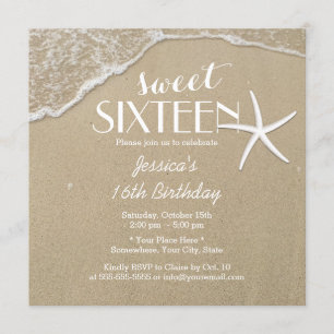 Elegant Beach & Starfish Sweet Sixteen Invitation