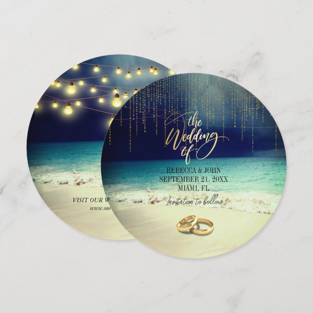 Elegant Beach Summer Wedding  Invitation (Front/Back)