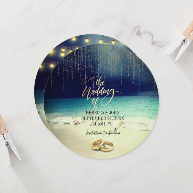 Elegant Beach Summer Wedding  Invitation (Front/Back In Situ)