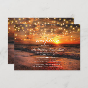 Elegant Beach Summer Wedding Reception Card